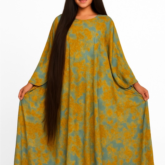 Dresses & Skirts - Elegant Blue and Gold Maxi Dress